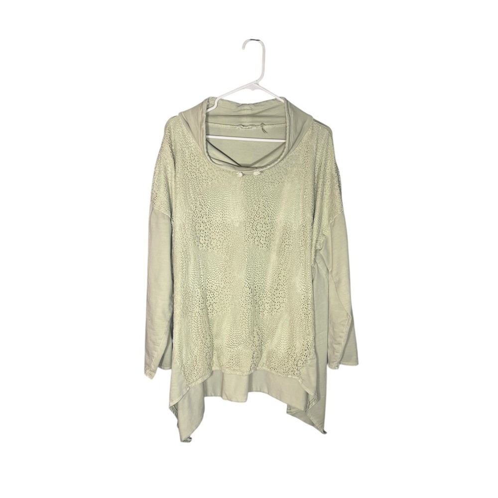 Kaktus Women's‎ Tunic Light Green Lagen Look Lace Cottagecore Boho Top XXL